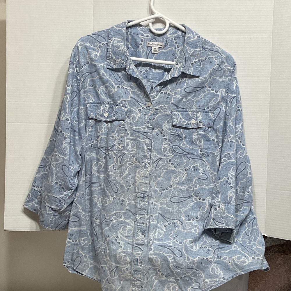 Croft & Barrow Blue Patterned Blouse